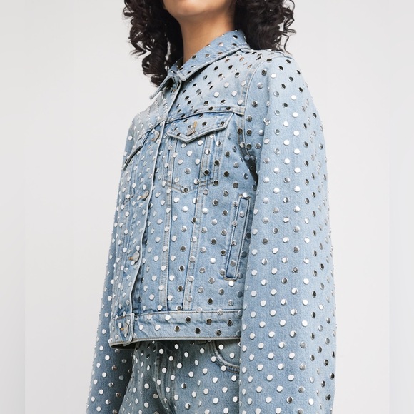 7 FOR ALL MANKIND Denim Studded Trucker Jacket size small $698 NWT - Picture 5 of 8